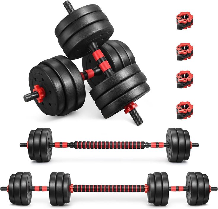 20kg Indoor Gym Weightlifting Adjustable Barbell & Dumbbells